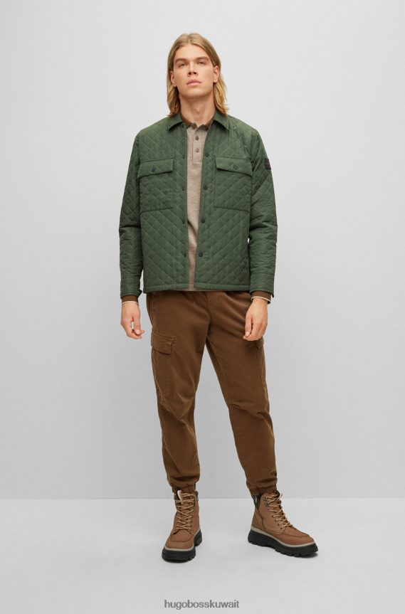 4TFNJN3141 بني Hugo Boss قميص بولو هوغو من قطن بيكيه © مع شارة الشعار باللون البني