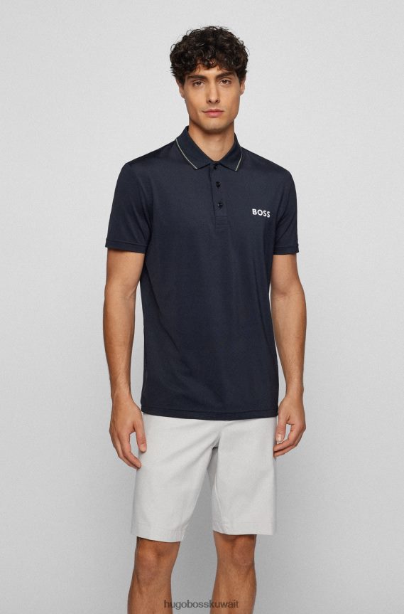 4TFNJN3149 أزرق غامق Hugo Boss قميص بولو بشعار باللون الأزرق الداكن مصنوع من جيرسي هوغو عالي الأداء
