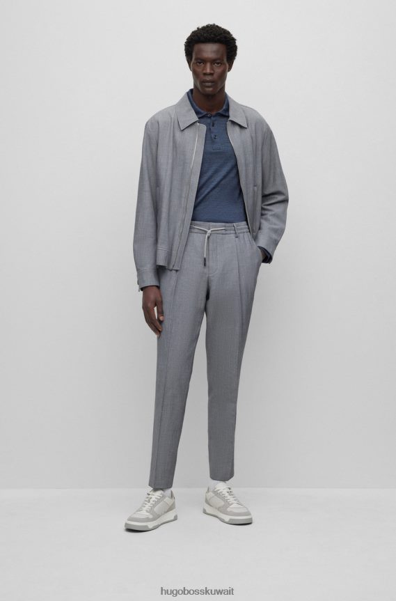 4TFNJN3159 أزرق غامق Hugo Boss قميص بولو من الصوف الحريري من Hugo باللون الأزرق الداكن