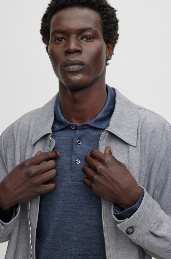 4TFNJN3159 أزرق غامق Hugo Boss قميص بولو من الصوف الحريري من Hugo باللون الأزرق الداكن