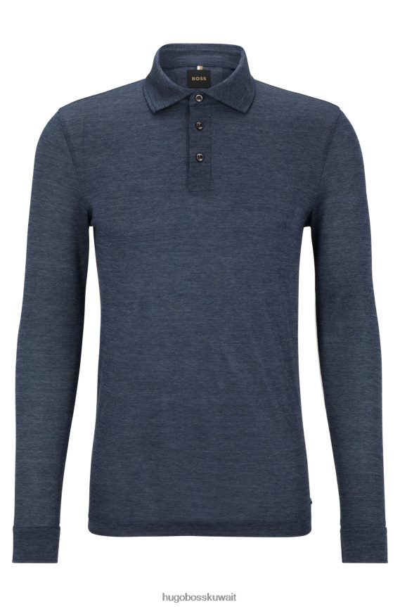 4TFNJN3159 أزرق غامق Hugo Boss قميص بولو من الصوف الحريري من Hugo باللون الأزرق الداكن