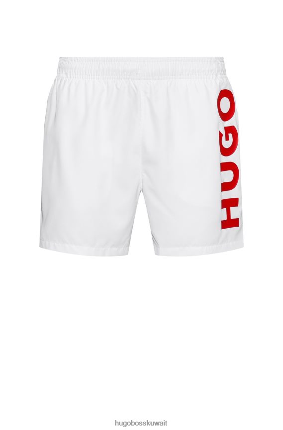 4TFNJN3175 أبيض Hugo Boss شورت سباحة سريع الجفاف مع شعار عمودي هوغو أبيض