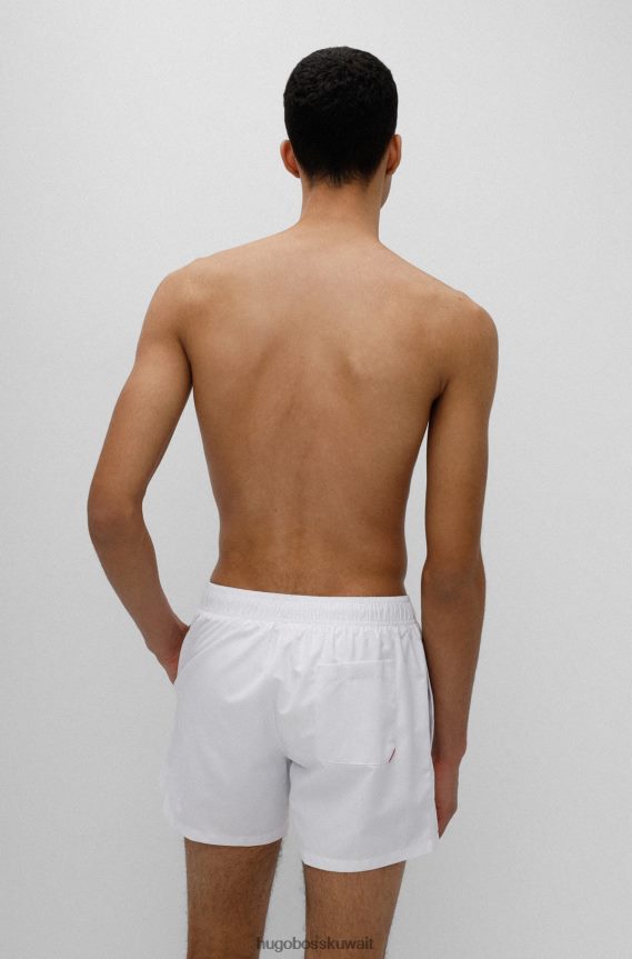 4TFNJN3175 أبيض Hugo Boss شورت سباحة سريع الجفاف مع شعار عمودي هوغو أبيض