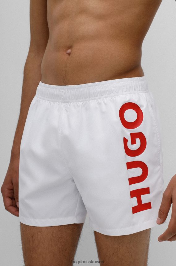 4TFNJN3175 أبيض Hugo Boss شورت سباحة سريع الجفاف مع شعار عمودي هوغو أبيض