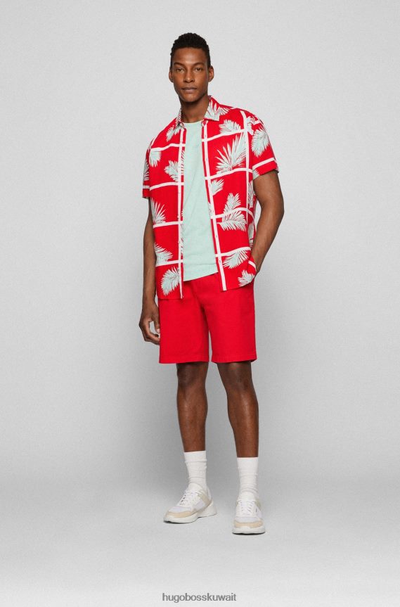 4TFNJN3186 اخضر فاتح Hugo Boss تي شيرت من القطن العضوي المصبوغ مع شعار هوغو باللون الأخضر الفاتح