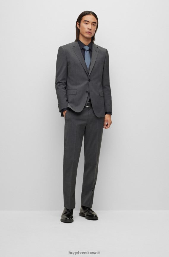 4TFNJN3195 الرمادي الداكن Hugo Boss صدرية هوغو رمادية داكنة بصدر واحد مصنوعة من مزيج الصوف