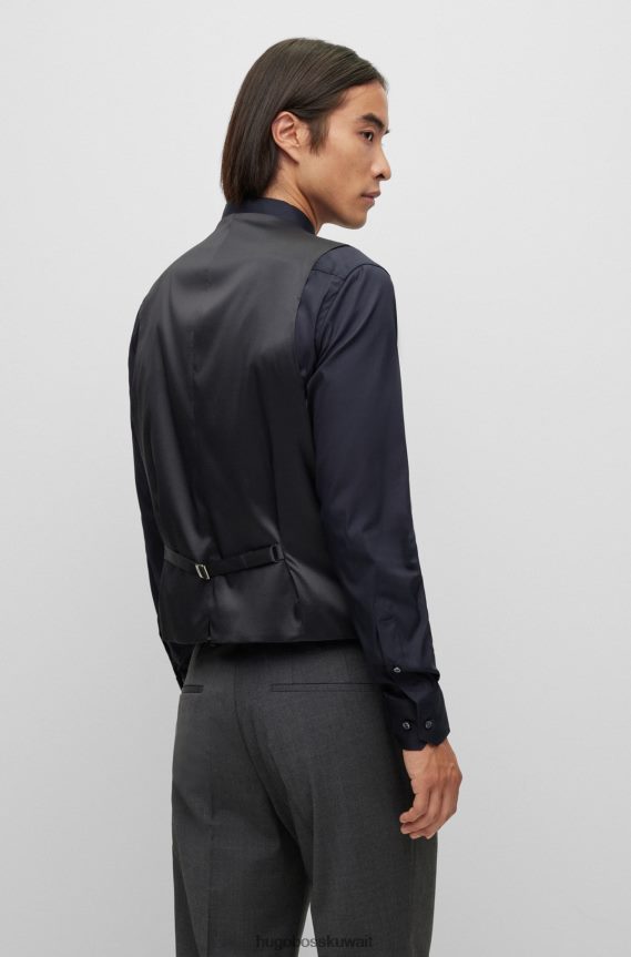 4TFNJN3195 الرمادي الداكن Hugo Boss صدرية هوغو رمادية داكنة بصدر واحد مصنوعة من مزيج الصوف