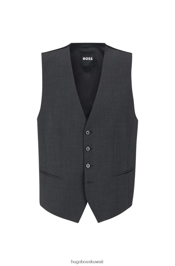 4TFNJN3195 الرمادي الداكن Hugo Boss صدرية هوغو رمادية داكنة بصدر واحد مصنوعة من مزيج الصوف