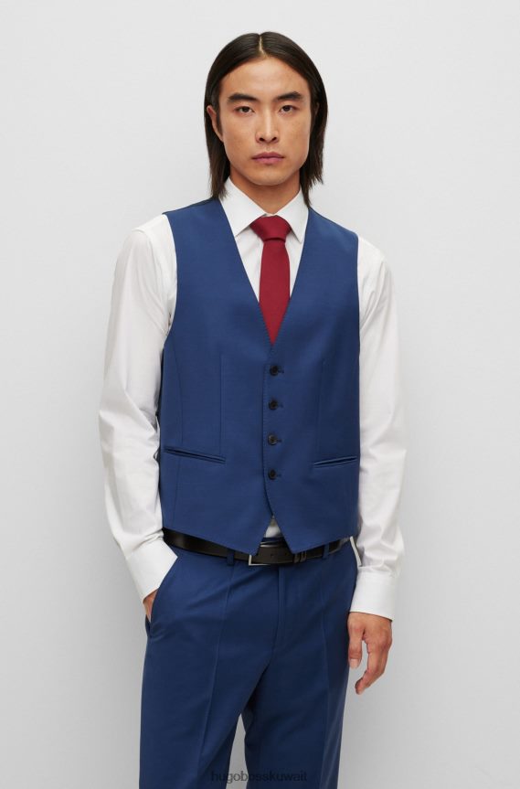 4TFNJN3196 أزرق Hugo Boss هوغو صدرية زرقاء واحدة الصدر في مزيج من الصوف