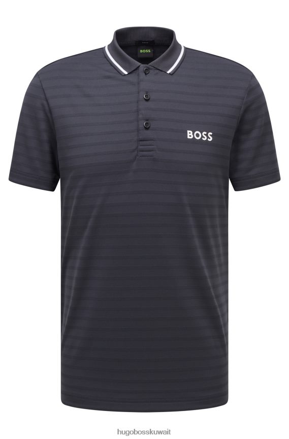 4TFNJN3202 أزرق غامق Hugo Boss قميص بولو هوغو ذو قصة ضيقة باللون الأزرق الداكن ومزين بعلامة تجارية متباينة