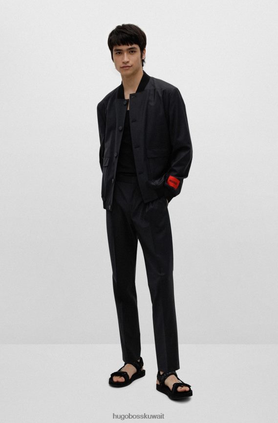 4TFNJN3204 أسود Hugo Boss بدلة ضيقة مستوحاة من البدلة الرياضية من Hugo مصنوعة من قماش فائق المرونة باللون الأسود