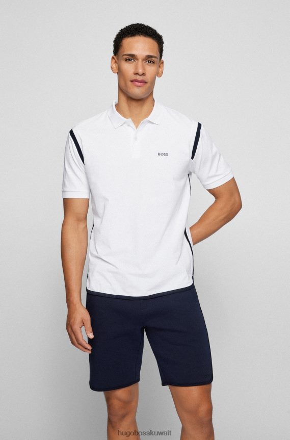 4TFNJN3213 أبيض Hugo Boss قميص بولو مريح مع أربطة متباينة باللون الأبيض