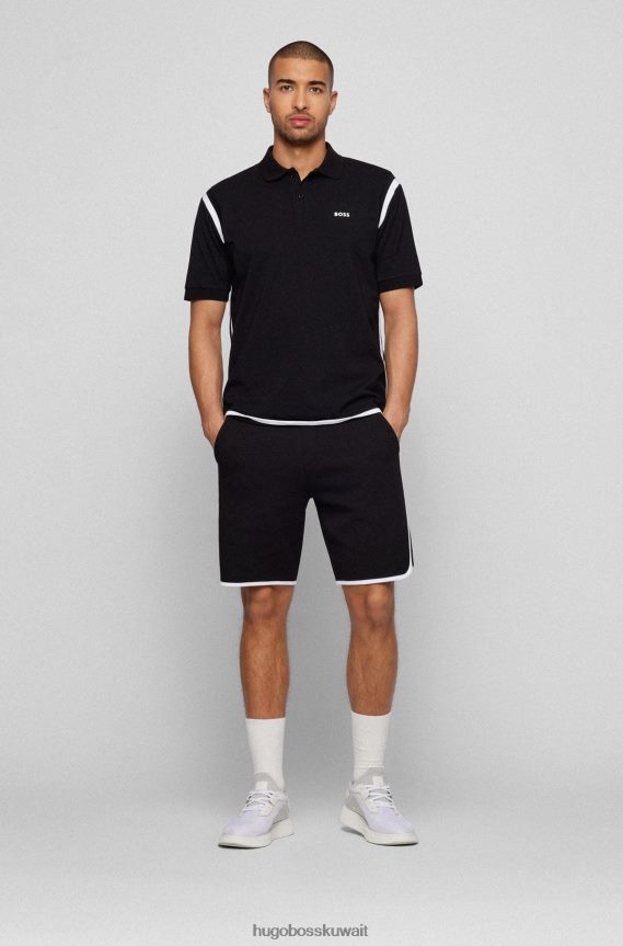 4TFNJN3214 أسود Hugo Boss قميص بولو أسود من Hugo بقصة مريحة مع أربطة متباينة