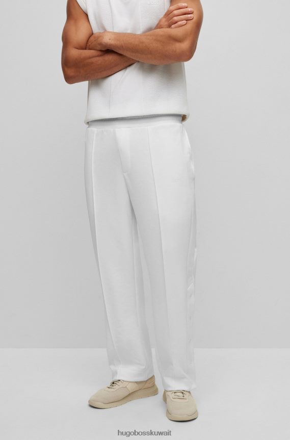 4TFNJN3234 أبيض Hugo Boss سروال رياضي فائق التمدد من x Matteo Berrettini مزود بدرزات كبس