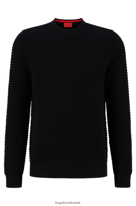 4TFNJN3239 أسود Hugo Boss سترة متماسكة من القطن العضوي باللون الأسود