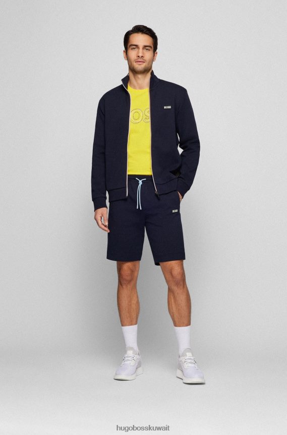 4TFNJN3248 أصفر Hugo Boss تيشيرت هوغو من الجيرسي القطني ذو المقاس العادي مع شعار فني باللون الأصفر