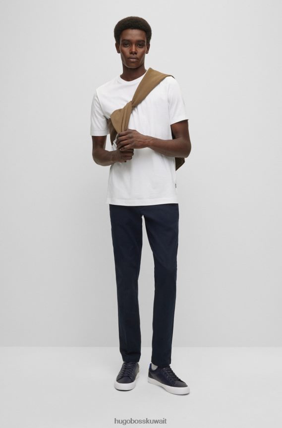 4TFNJN3252 أبيض Hugo Boss تيشيرت هوغو من الجيرسي القطني باللون الأبيض بقصة عادية
