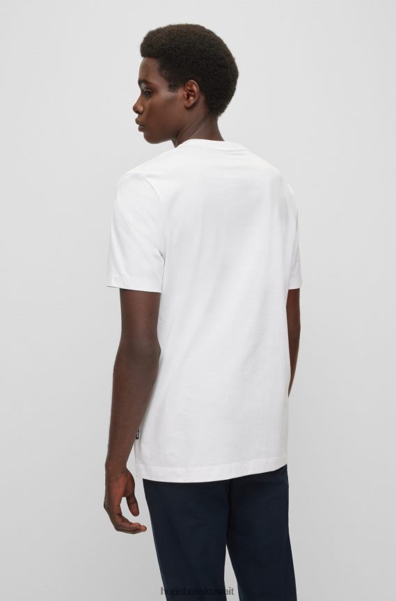 4TFNJN3252 أبيض Hugo Boss تيشيرت هوغو من الجيرسي القطني باللون الأبيض بقصة عادية