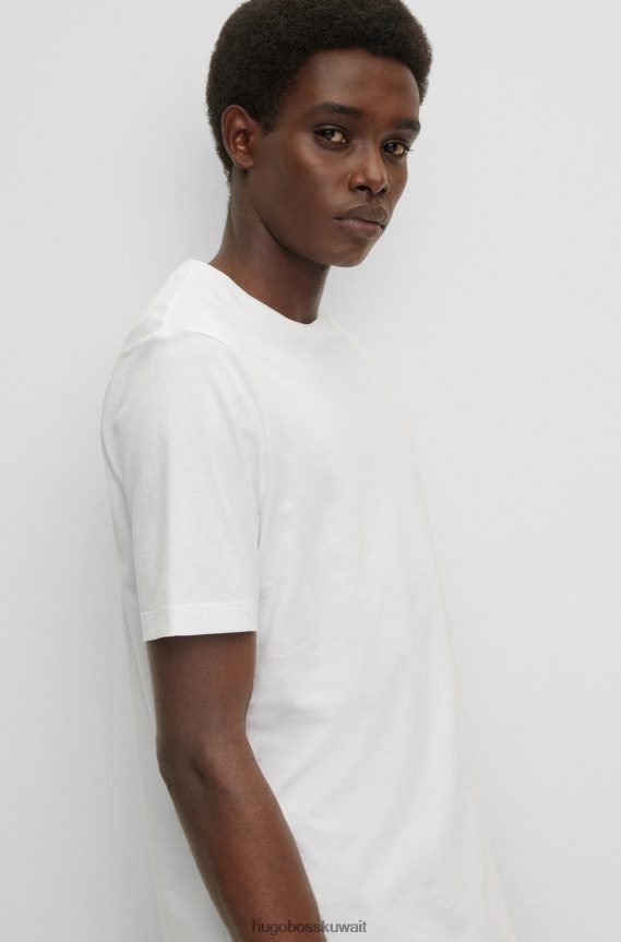 4TFNJN3252 أبيض Hugo Boss تيشيرت هوغو من الجيرسي القطني باللون الأبيض بقصة عادية