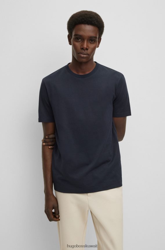 4TFNJN3253 أزرق غامق Hugo Boss تيشيرت هوغو من الجيرسي القطني باللون الأزرق الداكن بقصة عادية