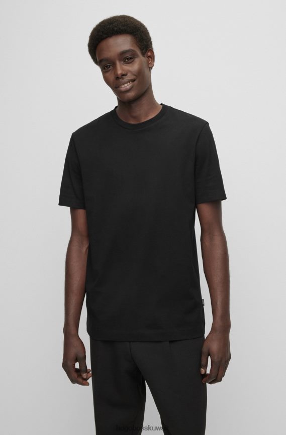4TFNJN3254 أسود Hugo Boss تيشيرت هوغو من الجيرسي القطني باللون الأسود العادي