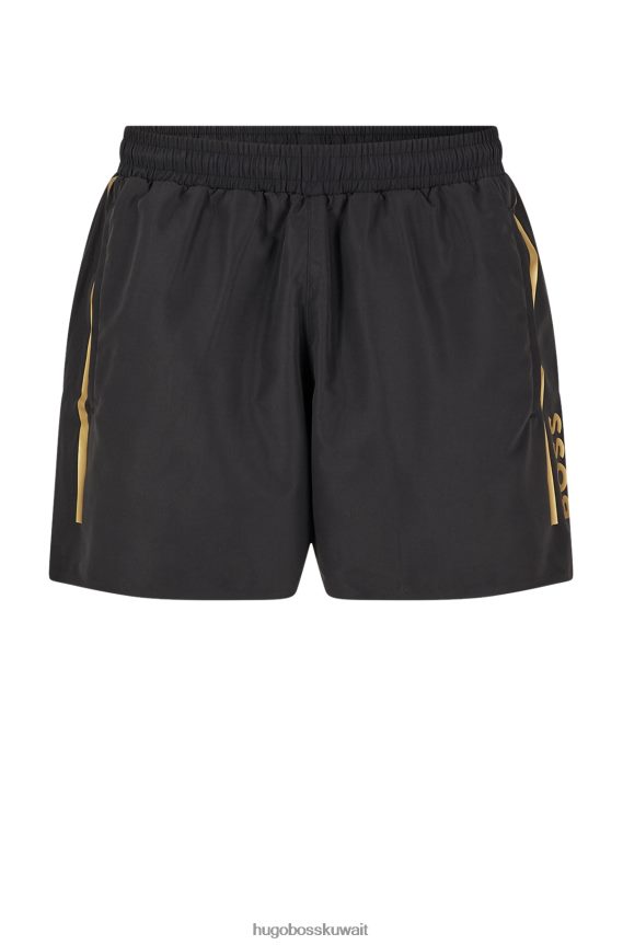 4TFNJN3258 أسود Hugo Boss شورت سباحة أسود من مادة معاد تدويرها من Hugo مع شريط وشعار