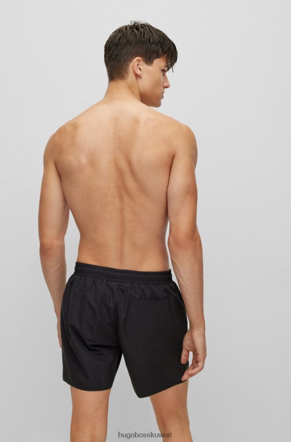 4TFNJN3258 أسود Hugo Boss شورت سباحة أسود من مادة معاد تدويرها من Hugo مع شريط وشعار
