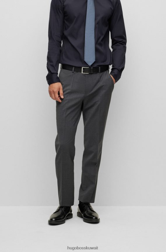4TFNJN3279 الرمادي الداكن Hugo Boss بنطال رسمي من مزيج الصوف باللون الرمادي الداكن