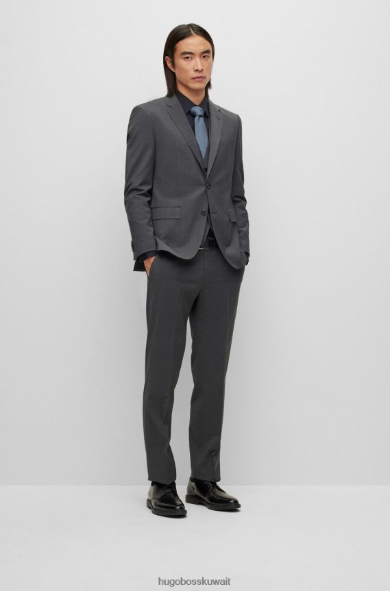 4TFNJN3279 الرمادي الداكن Hugo Boss بنطال رسمي من مزيج الصوف باللون الرمادي الداكن