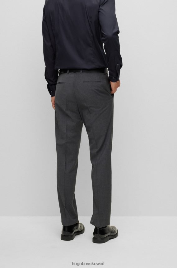 4TFNJN3279 الرمادي الداكن Hugo Boss بنطال رسمي من مزيج الصوف باللون الرمادي الداكن