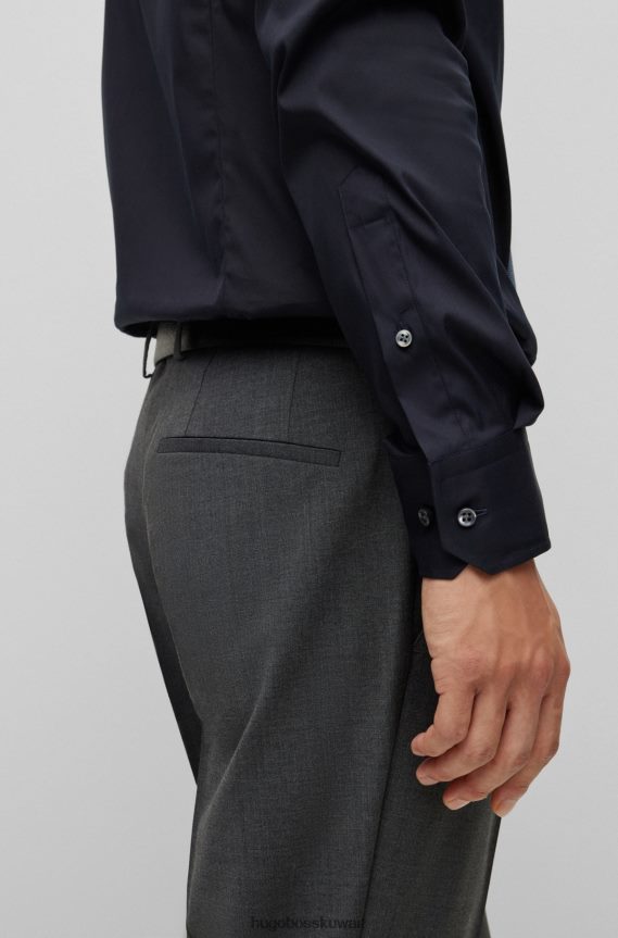 4TFNJN3279 الرمادي الداكن Hugo Boss بنطال رسمي من مزيج الصوف باللون الرمادي الداكن