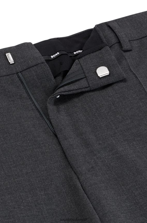 4TFNJN3279 الرمادي الداكن Hugo Boss بنطال رسمي من مزيج الصوف باللون الرمادي الداكن