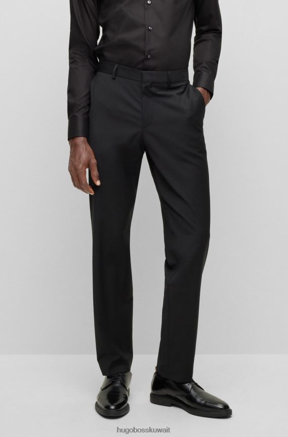 4TFNJN3282 أسود Hugo Boss بنطال هوغو الرسمي باللون الأسود مصنوع من مزيج الصوف