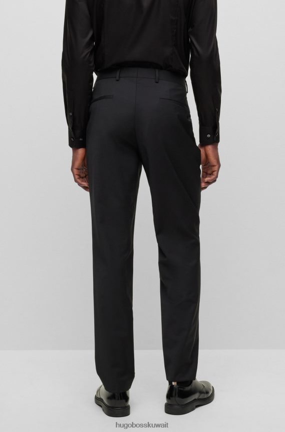 4TFNJN3282 أسود Hugo Boss بنطال هوغو الرسمي باللون الأسود مصنوع من مزيج الصوف