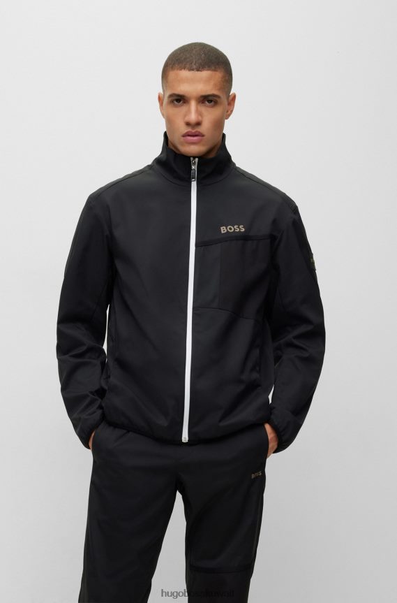 4TFNJN3290 أسود Hugo Boss بدلة رياضية سوداء بشعار الماركة من Hugo مصنوعة من قماش مقاوم للماء