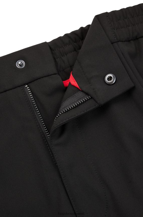 4TFNJN3294 أسود Hugo Boss بنطال بقصّة ضيّقة وأساور من نسيج التويل المطاطي عالي الأداء باللون الأسود