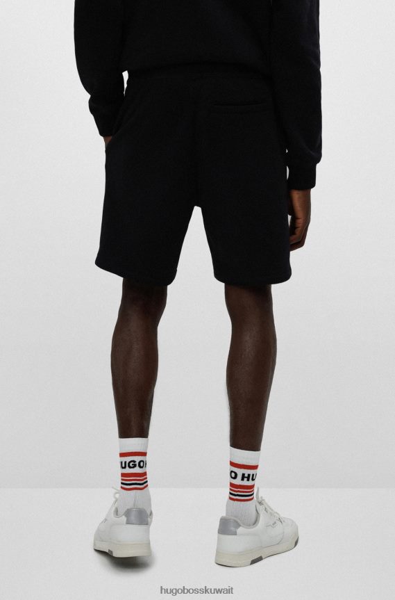 4TFNJN3295 أسود Hugo Boss شورت هوغو من مزيج القطن باللون الأسود مع شعار وشريط