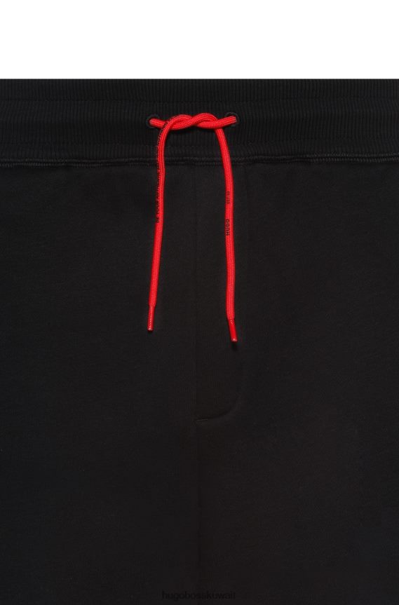 4TFNJN3295 أسود Hugo Boss شورت هوغو من مزيج القطن باللون الأسود مع شعار وشريط