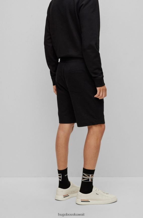 4TFNJN3317 أسود Hugo Boss شورت من القطن العضوي مع رقعة Union Jack باللون الأسود