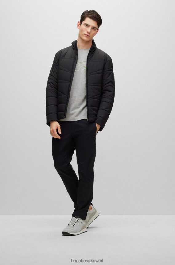 4TFNJN3318 أسود Hugo Boss بنطال أسود بقصة ضيقة مصنوع من مزيج القطن العضوي