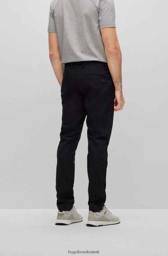 4TFNJN3318 أسود Hugo Boss بنطال أسود بقصة ضيقة مصنوع من مزيج القطن العضوي