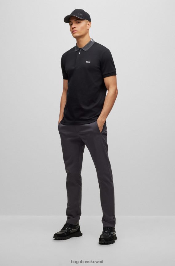 4TFNJN3321 الرمادي الداكن Hugo Boss بنطلون هوغو ذو قصة ضيقة باللون الرمادي الداكن مصنوع من مزيج من القطن العضوي