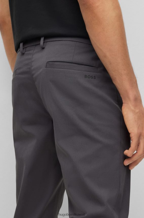 4TFNJN3321 الرمادي الداكن Hugo Boss بنطلون هوغو ذو قصة ضيقة باللون الرمادي الداكن مصنوع من مزيج من القطن العضوي
