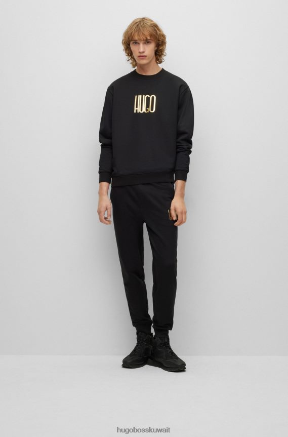 4TFNJN3328 أسود Hugo Boss سويت شيرت هوغو من قطن تيري باللون الأسود مع تفاصيل الشعار