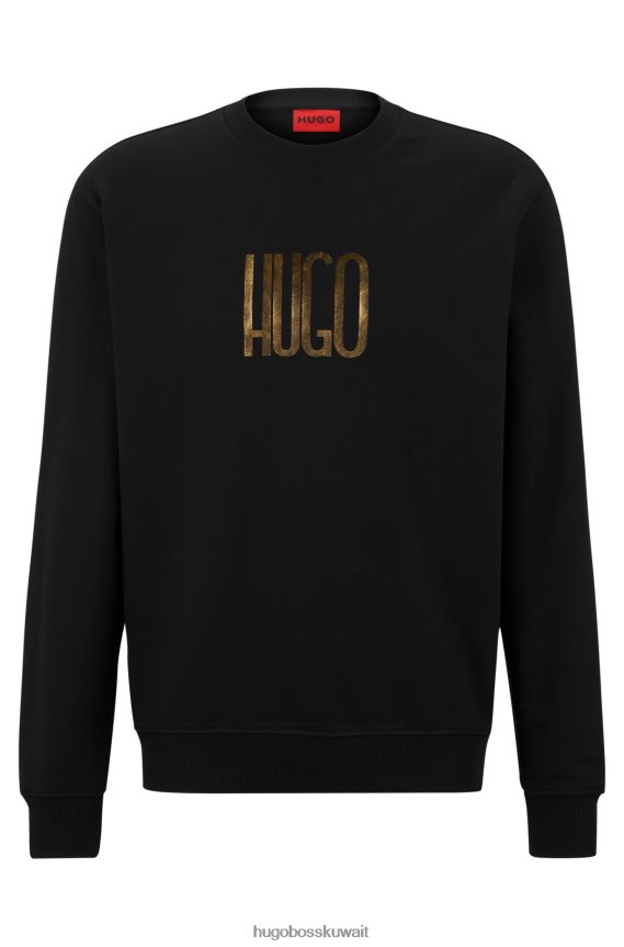 4TFNJN3328 أسود Hugo Boss سويت شيرت هوغو من قطن تيري باللون الأسود مع تفاصيل الشعار