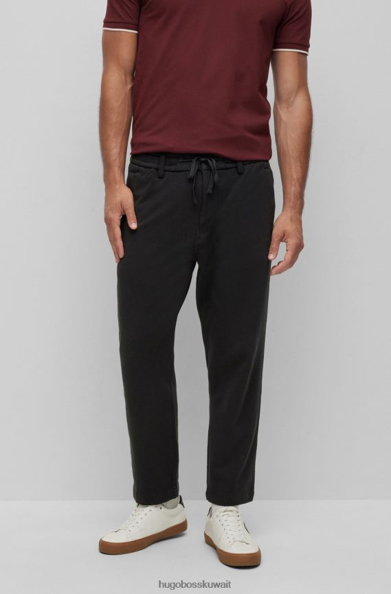 4TFNJN3339 أسود Hugo Boss بنطال هوغو أسود بقصّة مدببة مصنوع من مزيج القطن بلونين