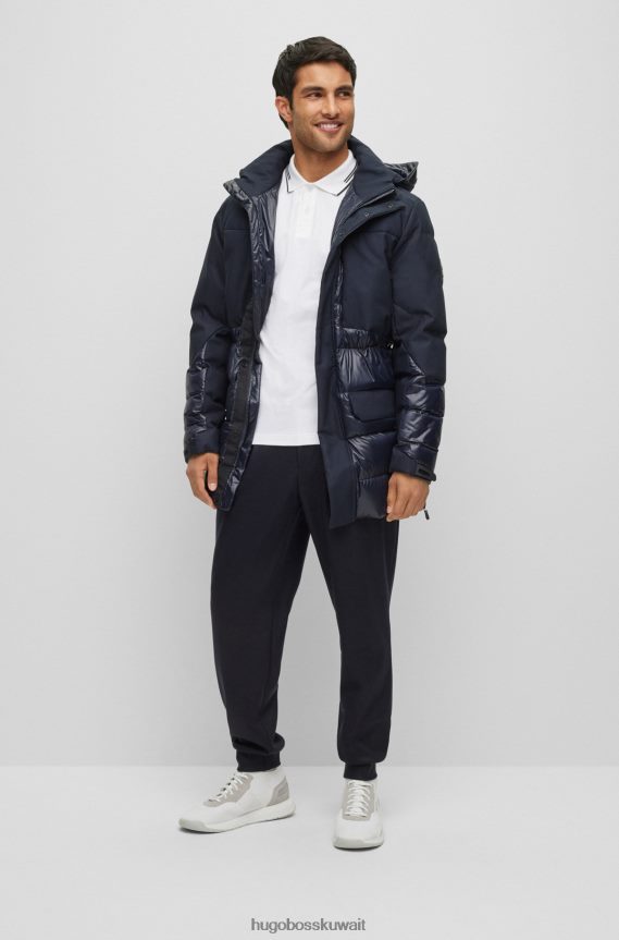 4TFNJN3342 أبيض Hugo Boss قميص بولو من القطن المطاطي بقصة ضيقة مع شعار منحني باللون الأبيض