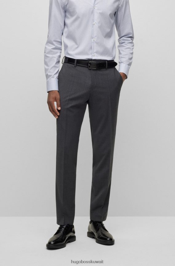 4TFNJN3351 الرمادي الداكن Hugo Boss بنطال هوغو ذو قصة ضيقة باللون الرمادي الداكن مصنوع من مزيج من الصوف البكر