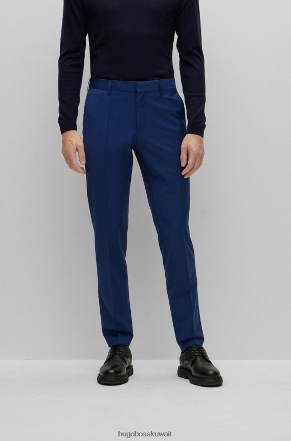 4TFNJN3352 أزرق غامق Hugo Boss بنطلون هوغو ذو قصة ضيقة باللون الأزرق الداكن مصنوع من مزيج من الصوف البكر
