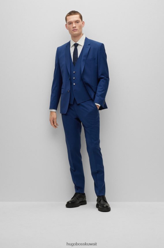 4TFNJN3352 أزرق غامق Hugo Boss بنطلون هوغو ذو قصة ضيقة باللون الأزرق الداكن مصنوع من مزيج من الصوف البكر